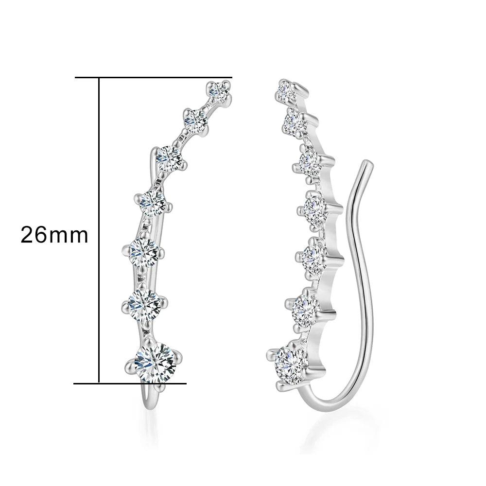 Zircon Climbing Ear Cuff Earrings – Long Dipper Clip-On Fashion