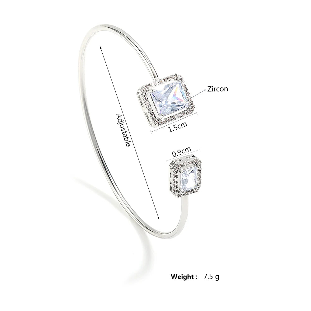 Luxury Gold Geometric Cuff Bangle –  Cubic Zirconia Style Bracelet