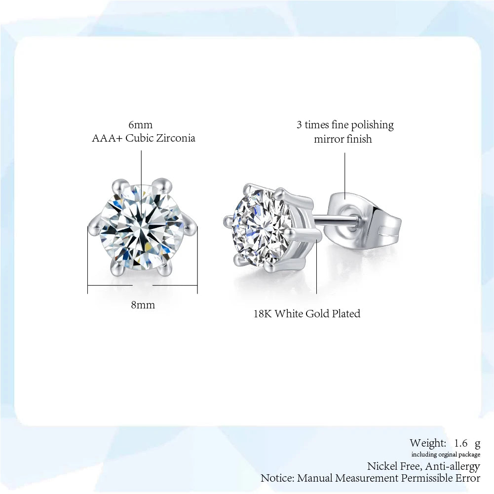 Rose Gold Crystal Stud Earrings – Elegant Zirconia AAA