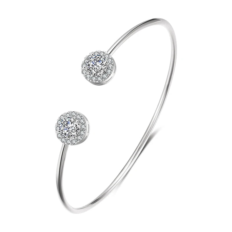 Luxury Gold Geometric Cuff Bangle –  Cubic Zirconia Style Bracelet