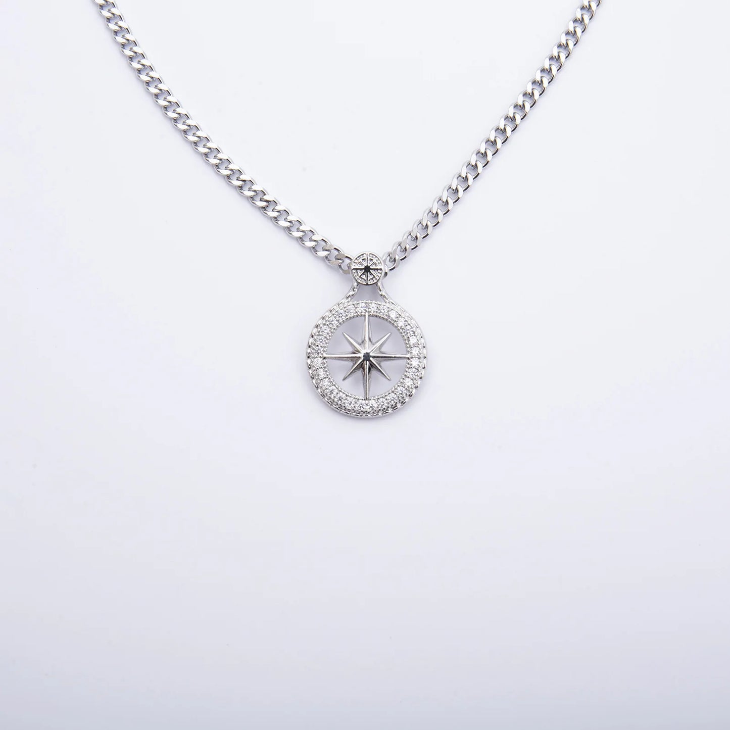 18K Gold Plated Titanium Steel Compass Necklace – CZ Pendant, Hiphop & KPOP STAY