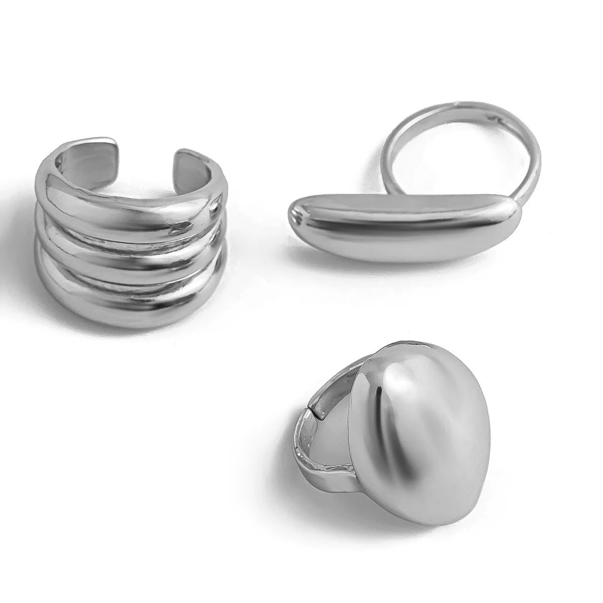 3-Piece Geometric Metal Ring Set – Gold & Silver Knuckle and Joint Statement