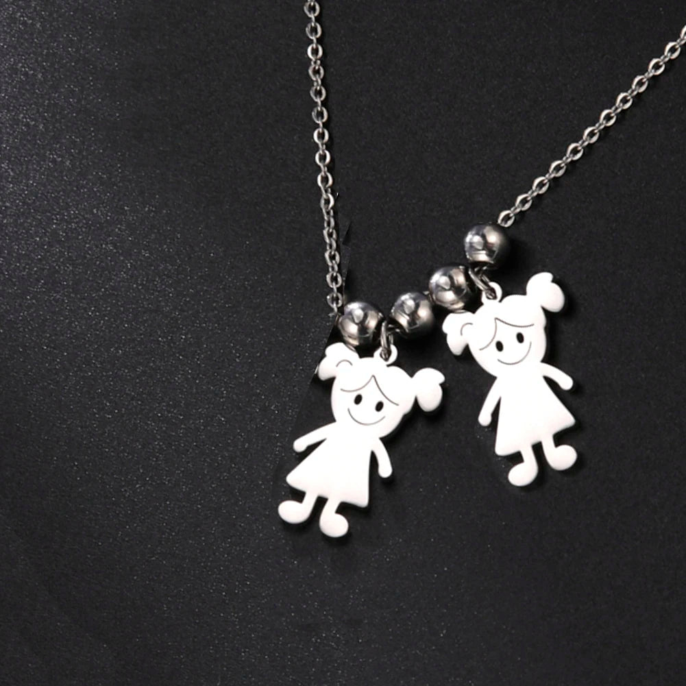 Custom Boy & Girl Name Necklace – Personalized Pendant in Polished Stainless Steel