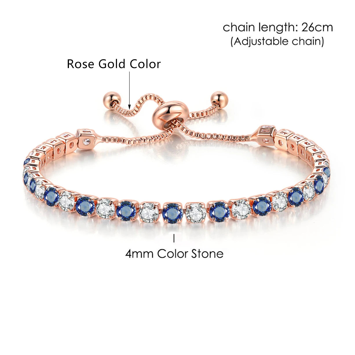 Adjustable Multicolor Tennis Bracelet – Rainbow Zircon Charm