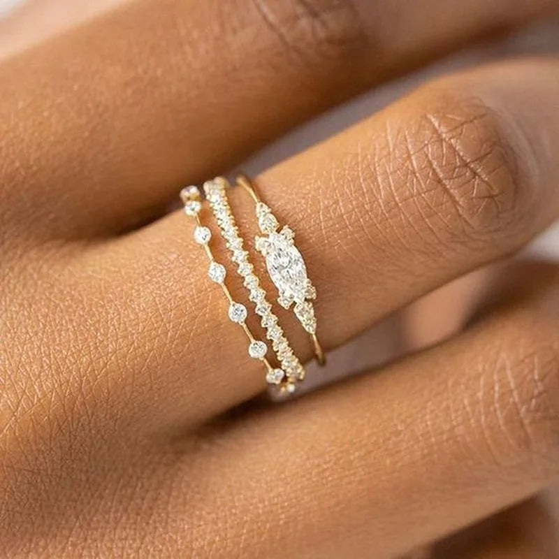 INS Trendy Gold Midi Ring – Dainty Zircon Luxury