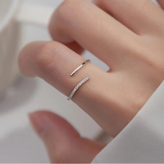 SilverAura – Adjustable Stacking Zirconia Ring