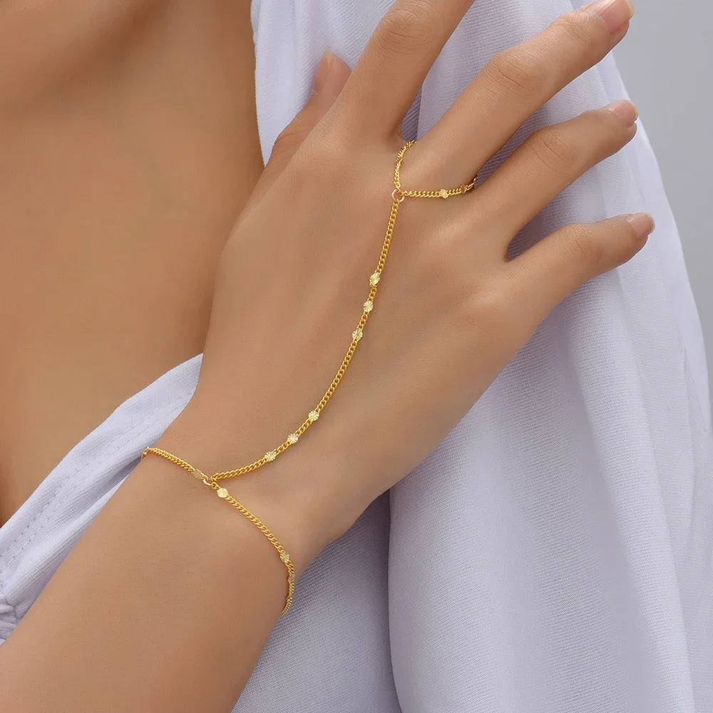 Aurum Bond Golden Bracelet & Ring Chain