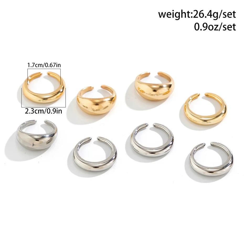 8 Pieces Vintage Water Drop Ring Set – Adjustable Geometric Open Bands