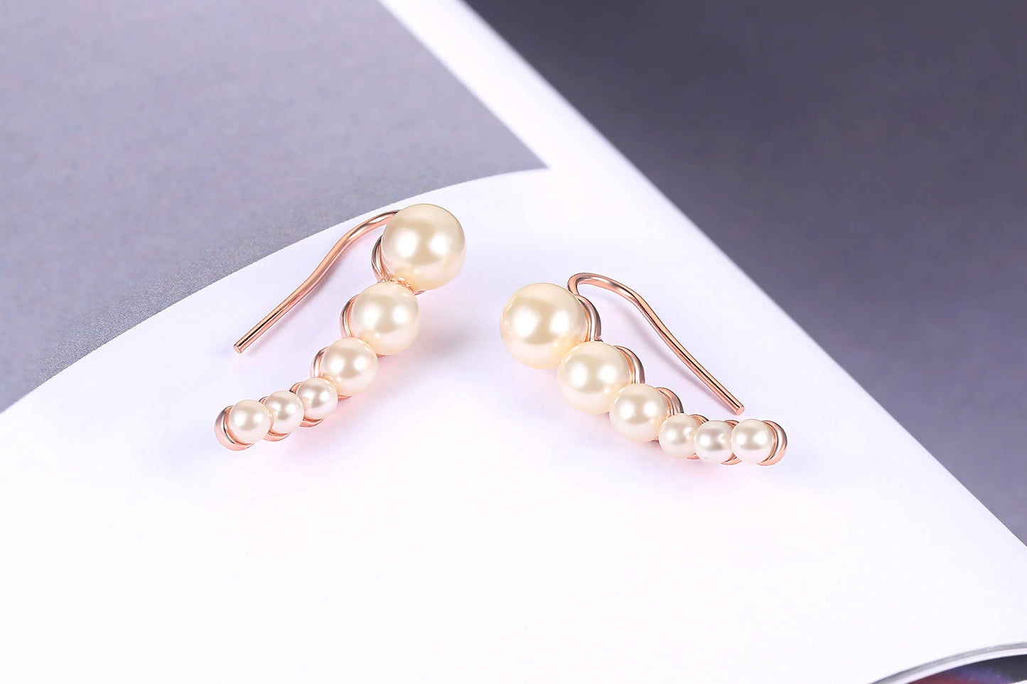 Elegant Climbing Crystal Ear Cuffs – Rose Gold Zirconia Hook Earrings