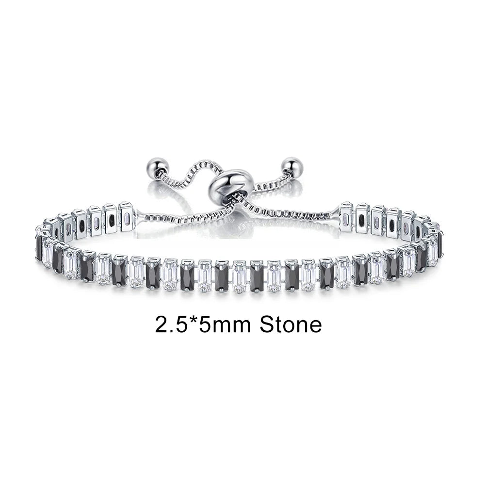 Adjustable Multicolor Tennis Bracelet – Rainbow Zircon Charm