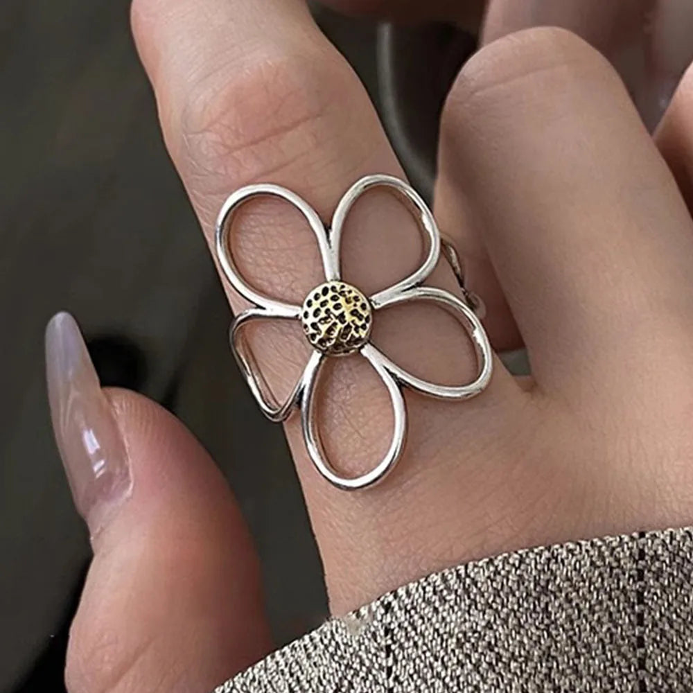 Sterling Silver Flower Rings – Modern Minimalist Bands