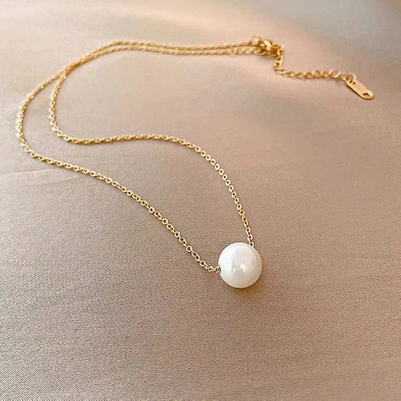 Platinum ALL LOVE Elegant One Pearl Necklace