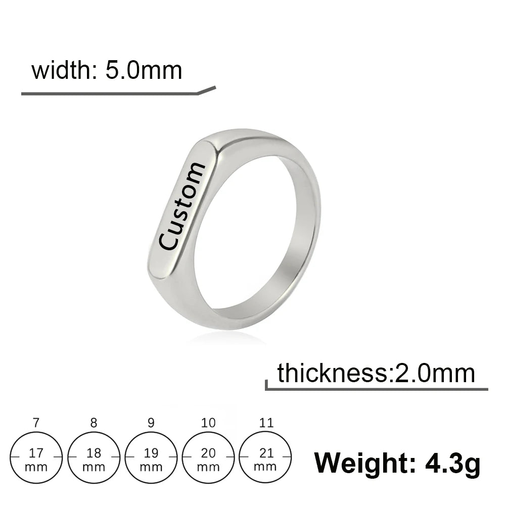 Personalized Engraved Name Ring – Custom Stainless Steel Band in Elegant Tone