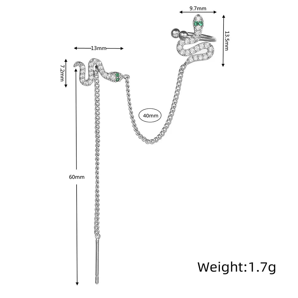 Silver Snake Ear Clip – Delicate Non-Pierced Cartilage Cuff Earring