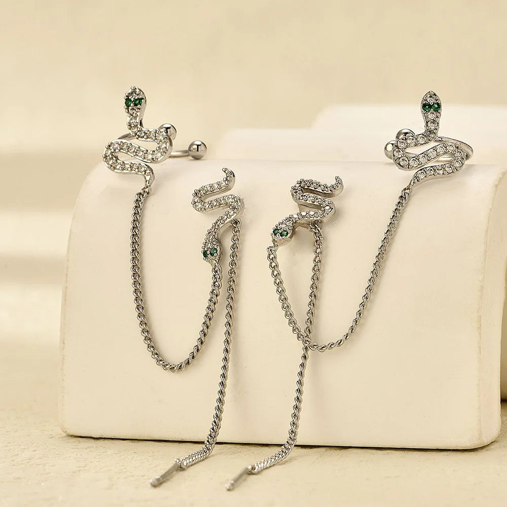 Silver Snake Ear Clip – Delicate Non-Pierced Cartilage Cuff Earring