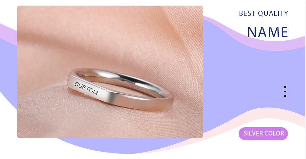 Personalized Engraved Name Ring – Custom Stainless Steel Band in Elegant Tone