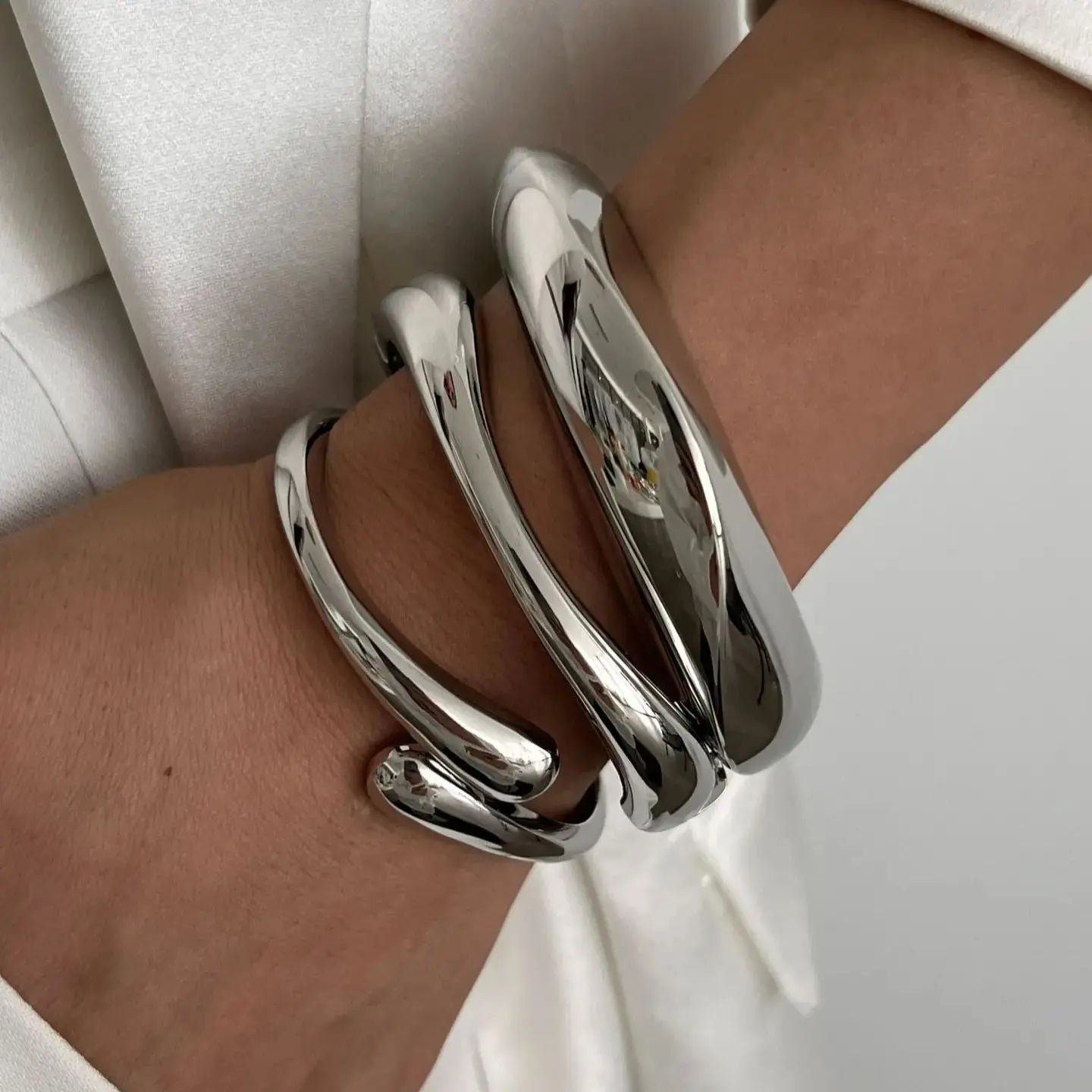 3 Styles Vintage Gold & Silver Geometric Metal Cuff Bangles Bracelet