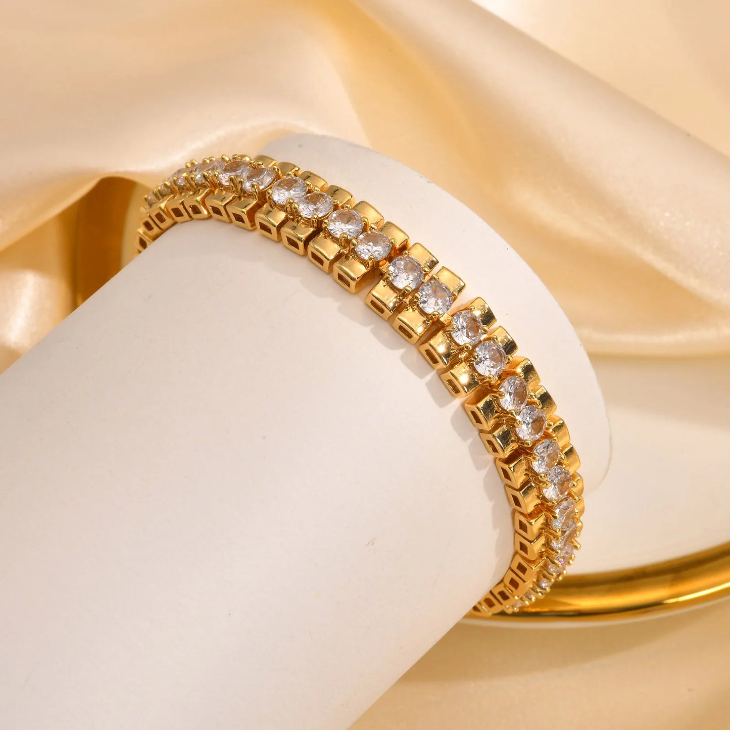14K Gold-Plated Signature Paperclip Bracelet with CZ Watch Links – Adjustable. Elevated. Iconic.